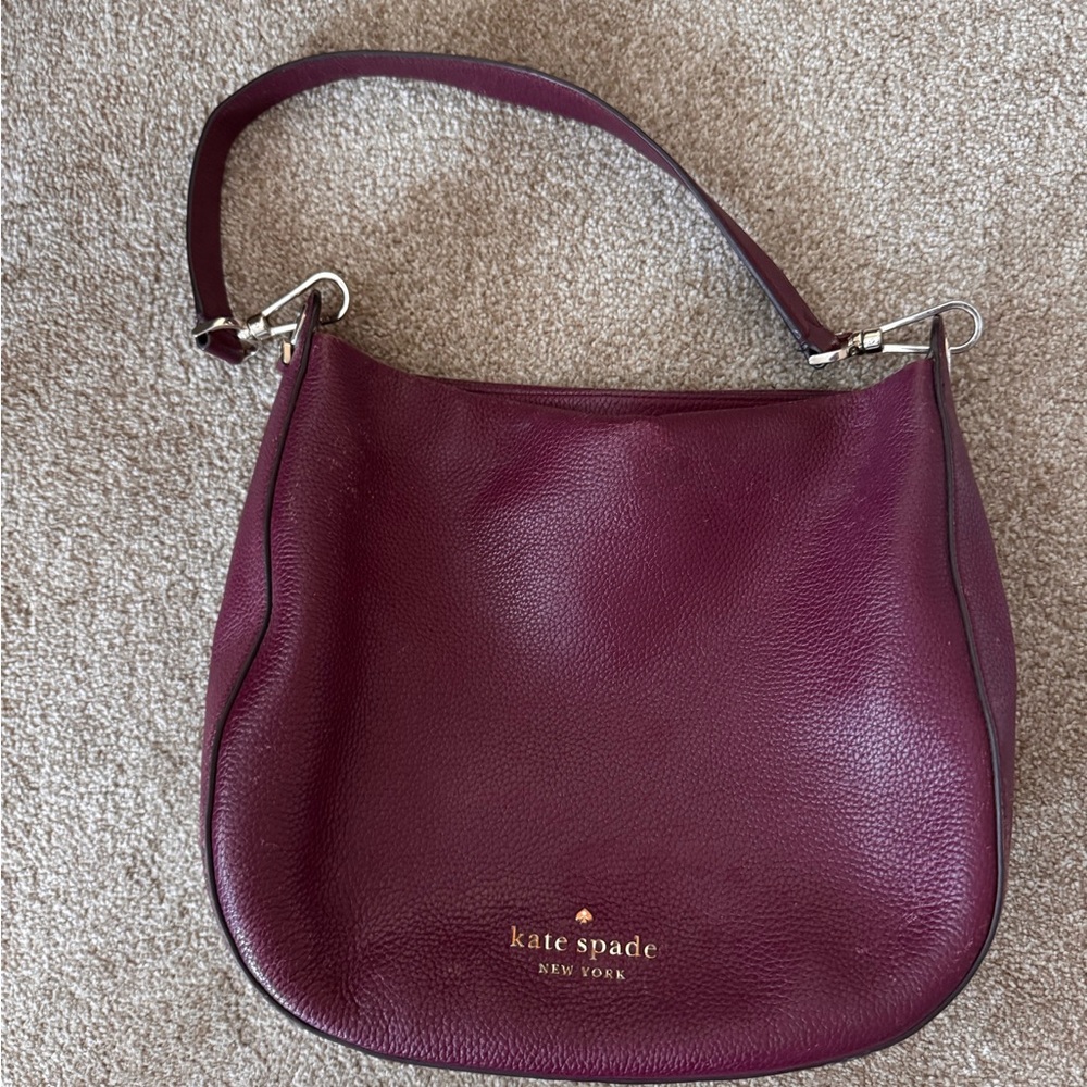 kate spade Pebbled Leather Hobo in Berry